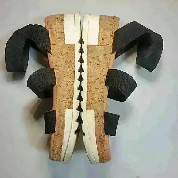 Steven Madden Beladonna Women's Black Strappy Sandals Stretch Cork Platform 8M - Picture 6 of 9